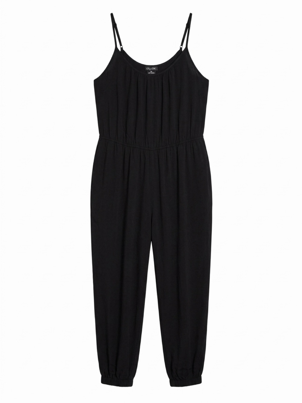 City Chic Black Sleeveless Elastic-Waist Jumpsuit